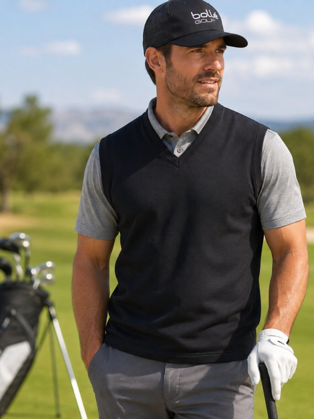 Bolle Men's Large Black Thermal Sleeveless Golf Pullover Top